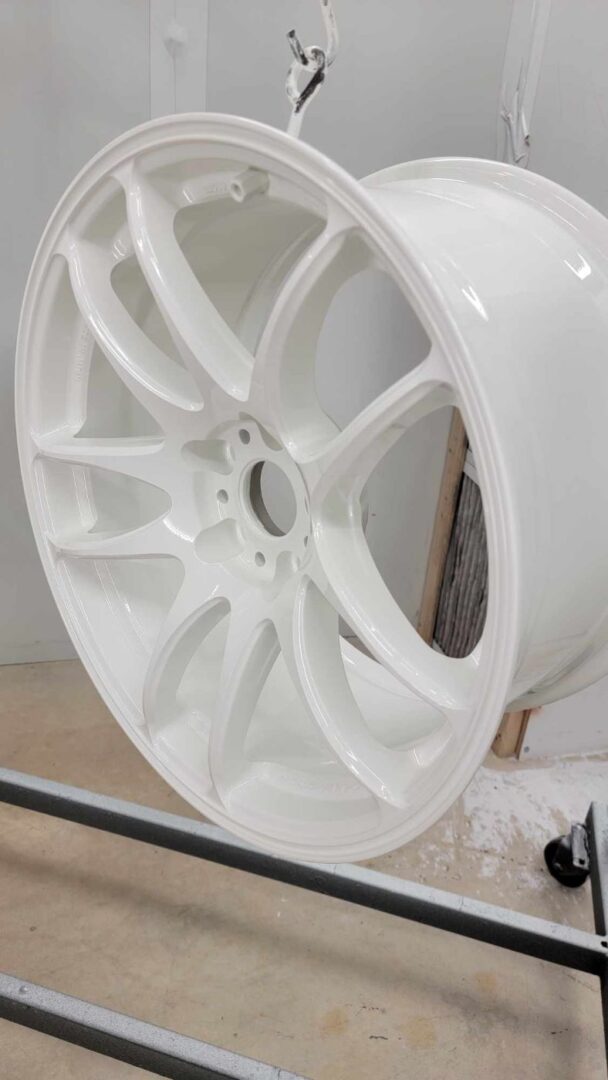 A freshly coated rim in white color